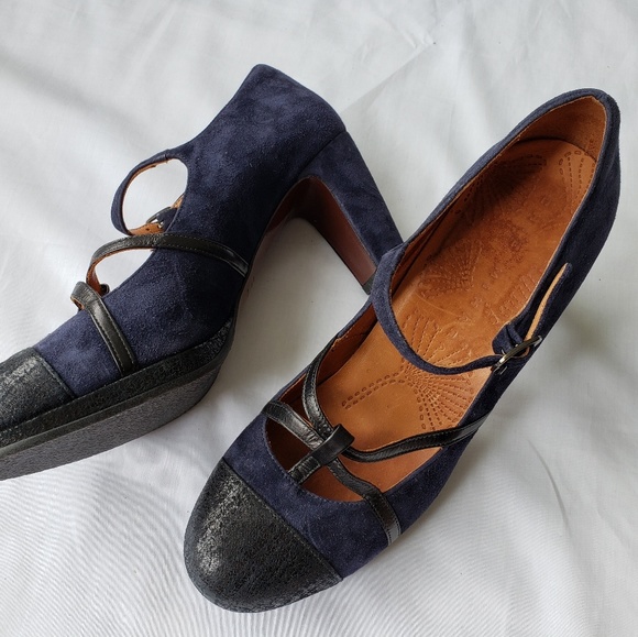 Chie Mihara Navy Suede Mary Jane Heels - Picture 2 of 5